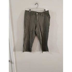 Royalty For Me Womens Olive Green Cropped Capri Pants Size 14 Stretch Twill